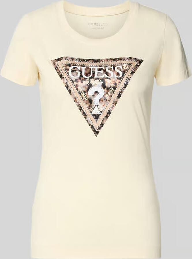 Guess Slim fit T-shirt met siersteentjes