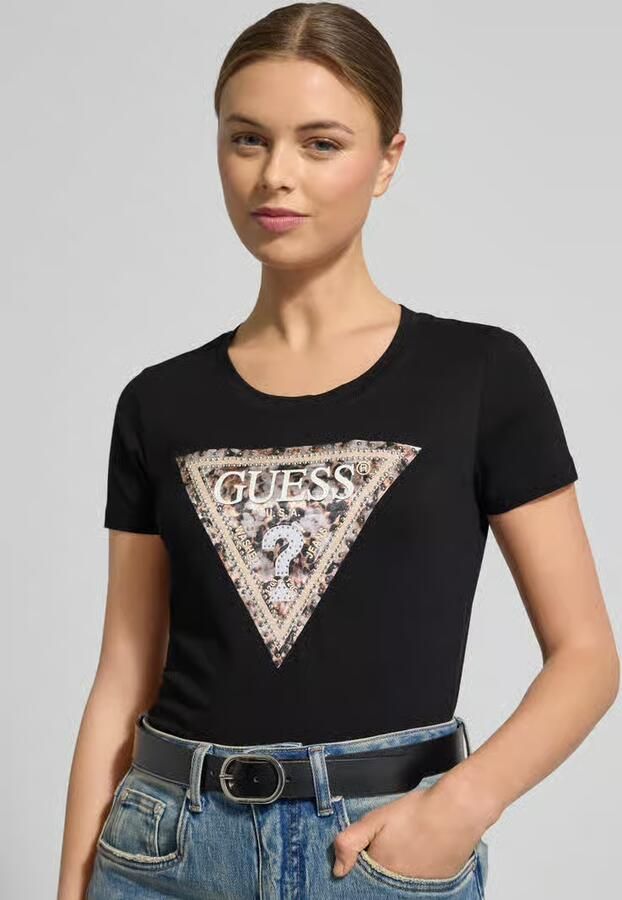 Guess Slim fit T-shirt met siersteentjes - Foto 2