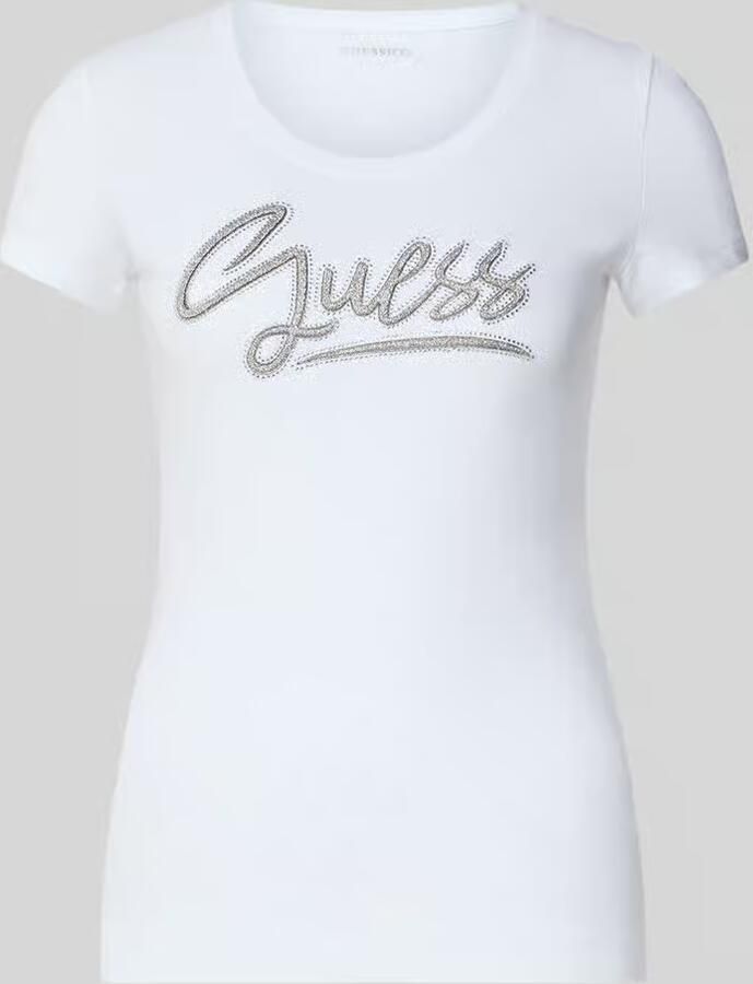 Guess Slim fit T-shirt met strass-steentjes