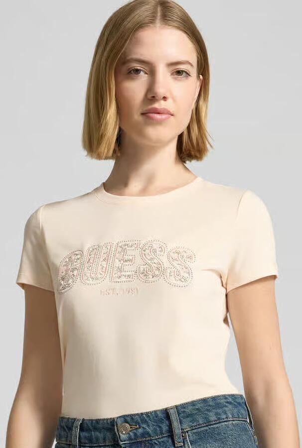 Guess slim fit T-shirt met strass-steentjes