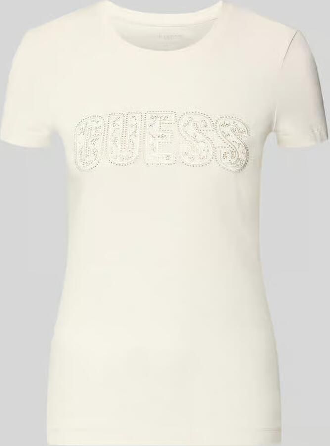 Guess slim fit T-shirt met strass-steentjes - Foto 2