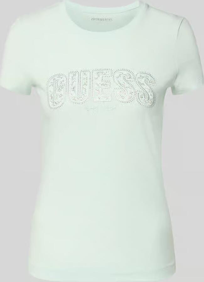 Guess slim fit T-shirt met strass-steentjes - Foto 2