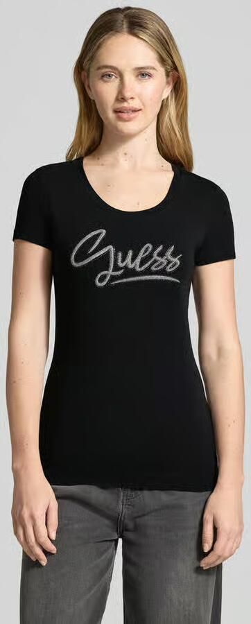 Guess Slim fit T-shirt met strass-steentjes - Foto 4