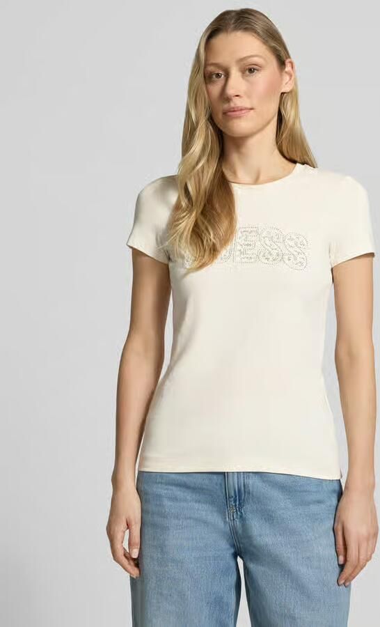 Guess slim fit T-shirt met strass-steentjes - Foto 2