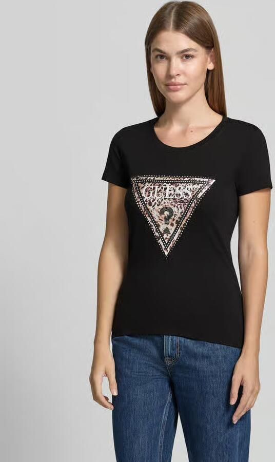 Guess slim fit T-shirt van elastische katoenmix model 'SAVANNA' - Foto 3
