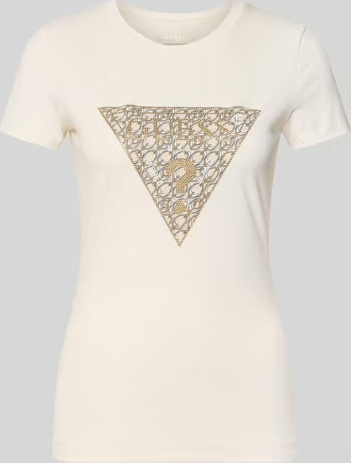 Guess Slim fit T-shirt van katoenmix met logoprint