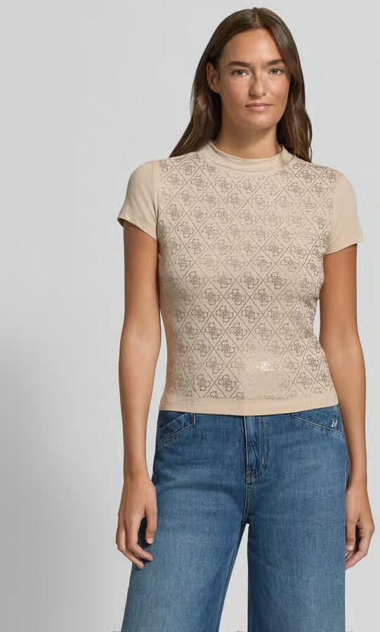 Guess T-shirt in all-over look met siersteentjes - Foto 3