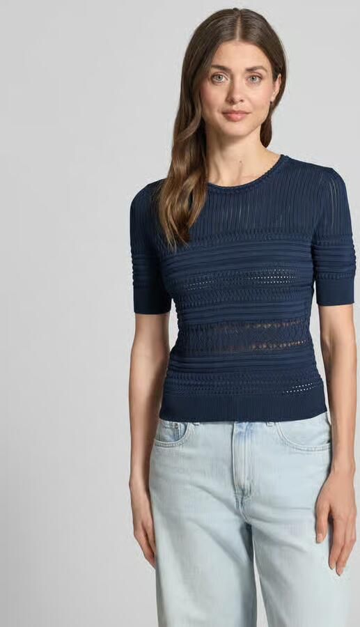 Guess T-shirt in tricotlook met ronde hals - Foto 3