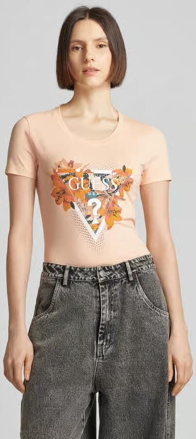 Guess T-shirt met label- en motiefprint model 'TROPICAL TRIANGLE' - Foto 2