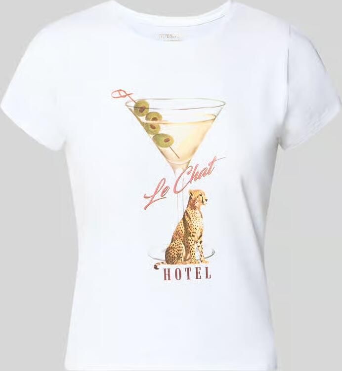 Guess T-shirt met labeldetail model 'LEOPARDTINI' - Foto 2