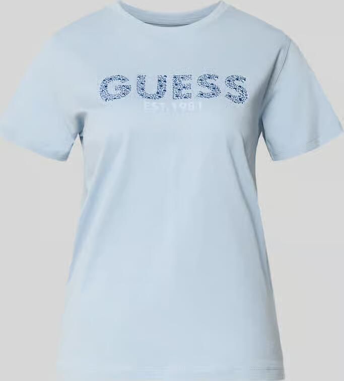 Guess T-shirt met labelprint en strassteentjes - Foto 2