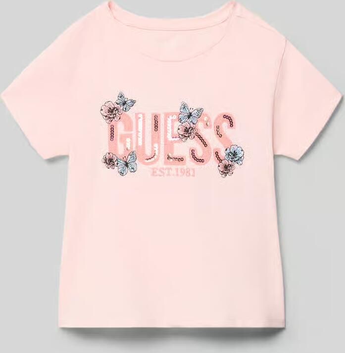 Guess T-shirt met labelstitching en pailletten