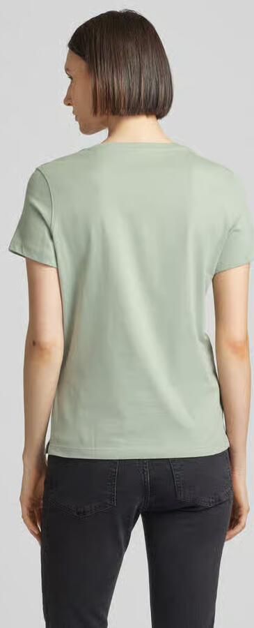 Guess Paillet Logo Katoenen T-Shirt Groen Green Dames