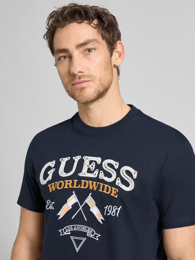 Guess T-shirt met ronde hals en labelstitching