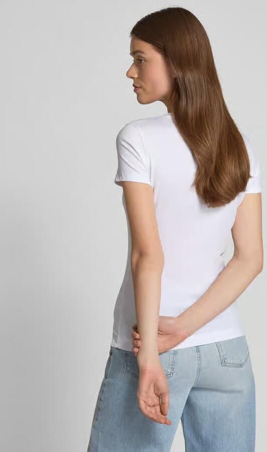 Guess Gedrukt Rhinestone T-shirt met ronde hals White Dames