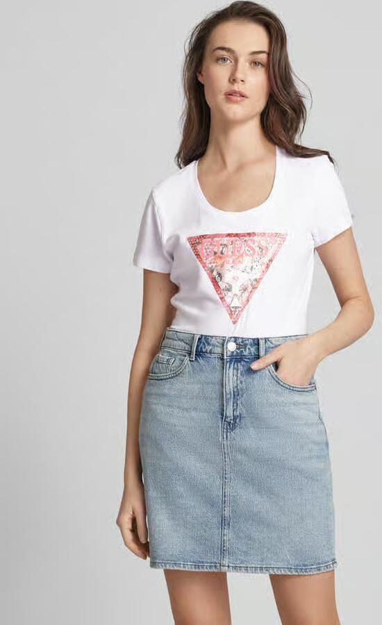 Guess Geprint T-shirt met korte mouwen en ronde hals White Dames - Foto 2