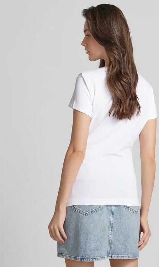Guess Geprint T-shirt met korte mouwen en ronde hals White Dames