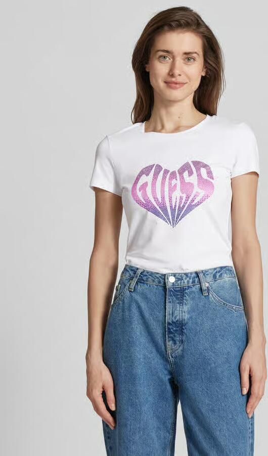 Guess T-shirt met strass-steentjes model 'HEART' - Foto 2