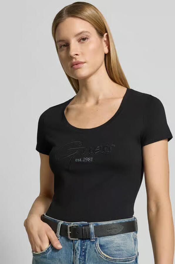 Guess T-shirt met U-hals model 'SCRIPT'