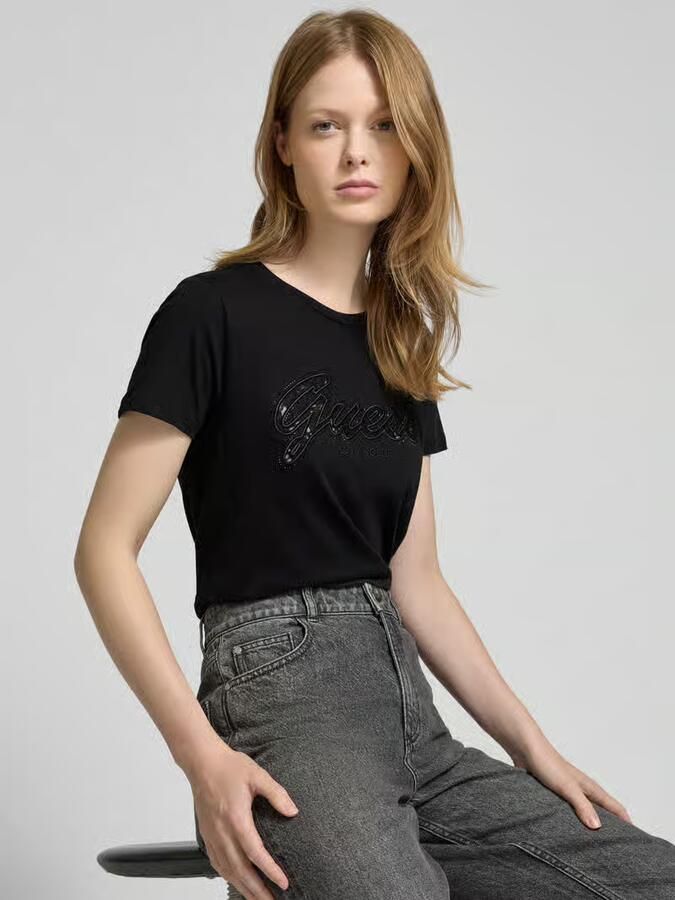 Guess T-shirt Korte Mouw T-shirt femme Script Lace Logo Easy - Foto 2
