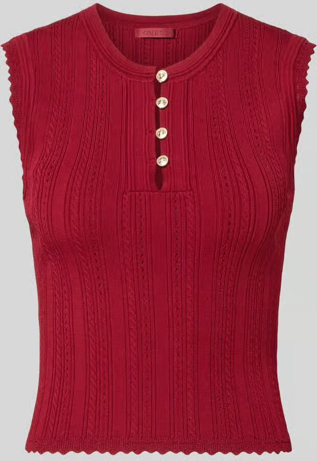 Guess Tricottop in ajourtricot met korte knoopsluiting