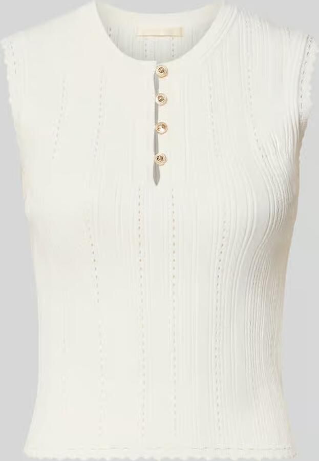 Guess Tricottop in ajourtricot met korte knoopsluiting