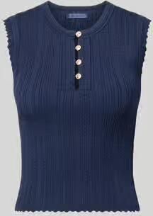 Guess Tricottop in ajourtricot met korte knoopsluiting