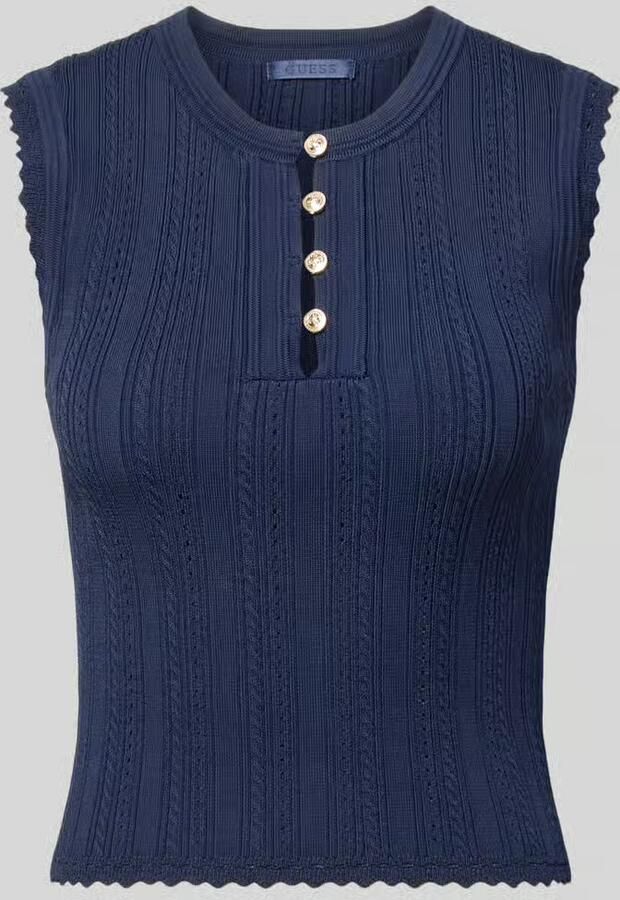 Guess Tricottop in ajourtricot met korte knoopsluiting - Foto 2