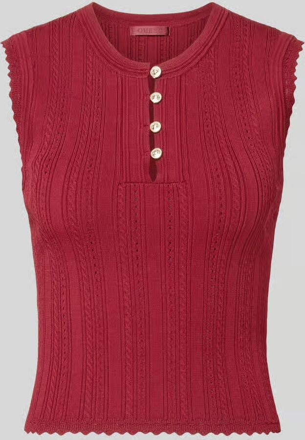 Guess Tricottop in ajourtricot met korte knoopsluiting - Foto 2