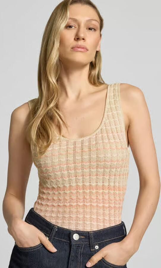 Guess Tricottop van viscosemix met ronde hals model 'ROSALYN'