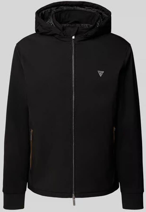 Guess Zwarte winddichte capuchonjas Black Heren