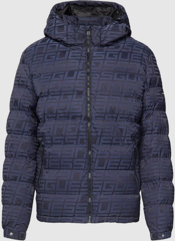 Guess Donsjas met capuchon en meerdere logo`s Black Heren