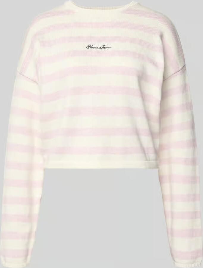 GUESS Jeans boxy fit gebreide pullover met streepmotief en labelstitching - Foto 2