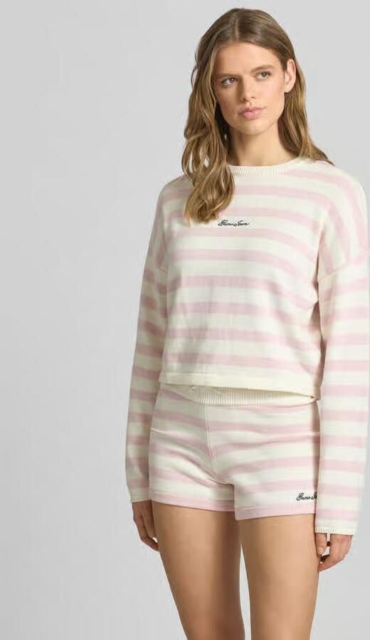 GUESS Jeans boxy fit gebreide pullover met streepmotief en labelstitching - Foto 4