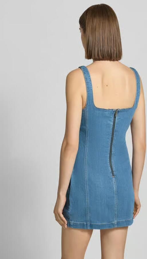 GUESS Jeans Denimjurk met logostitching en vierkante hals