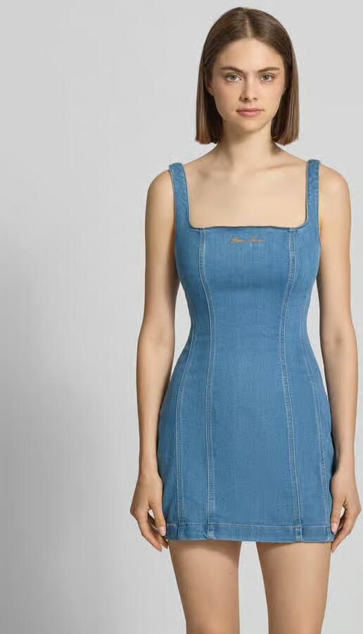 GUESS Jeans Denimjurk met logostitching en vierkante hals - Foto 3