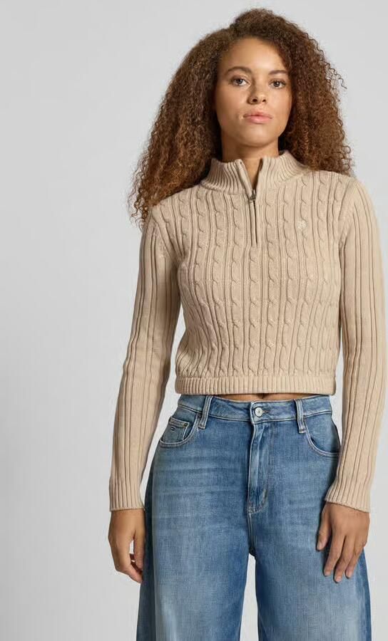 GUESS Jeans Gebreide pullover met kabelpatroon en polokraag - Foto 2