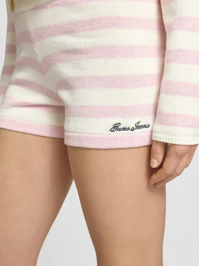 GUESS Jeans Gebreide shorts met streepmotief en labelstitching