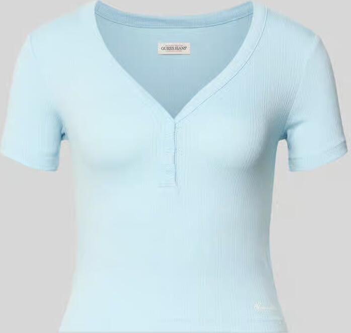 GUESS Jeans Kort T-shirt met V-hals en knoopsluiting - Foto 2