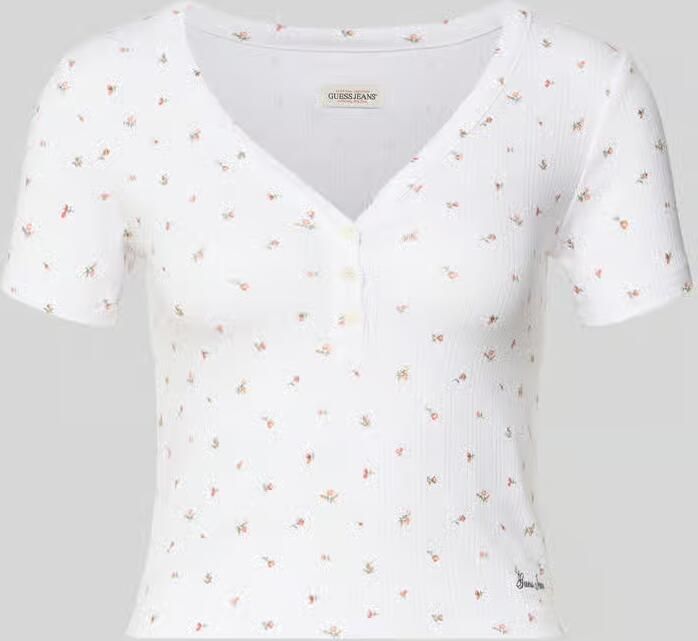 GUESS Jeans Kort T-shirt met V-hals en knoopsluiting - Foto 2