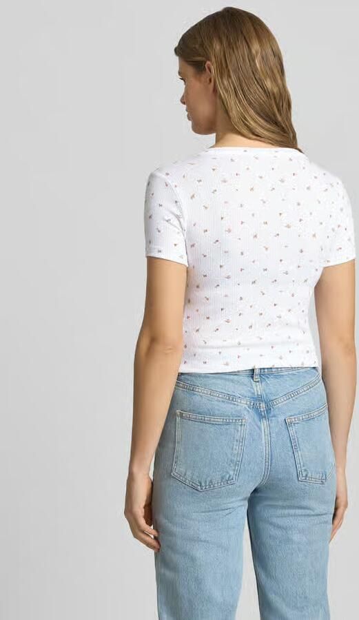 GUESS Jeans Kort T-shirt met V-hals en knoopsluiting