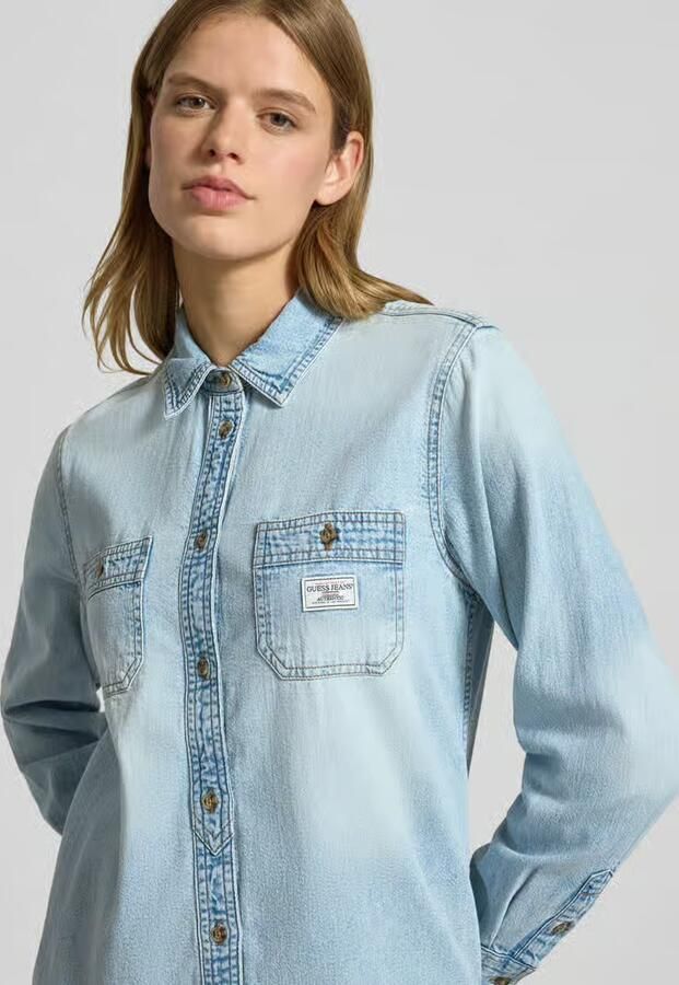 Guess Jeans Regular fit jeansblouse met borstzakken en labeldetail - Foto 6