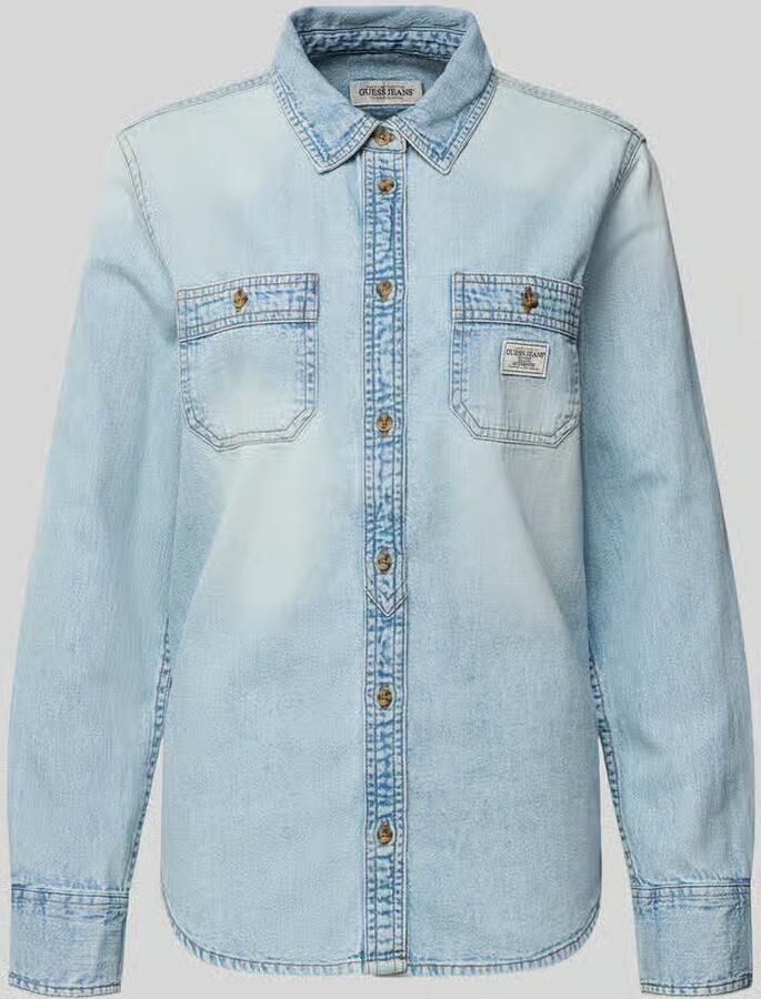 Guess Jeans Regular fit jeansblouse met borstzakken en labeldetail - Foto 5