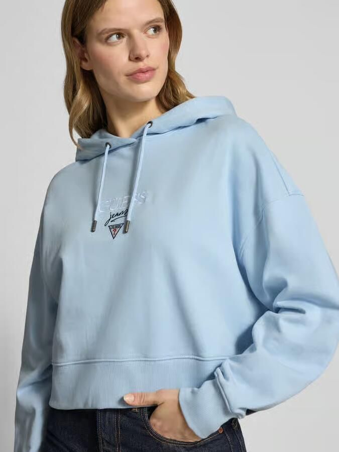 GUESS Jeans Relaxed fit hoodie met logostitching model 'Baker'