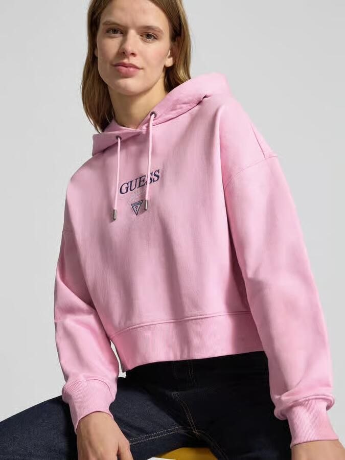 GUESS Jeans Relaxed fit hoodie met logostitching model 'Baker'