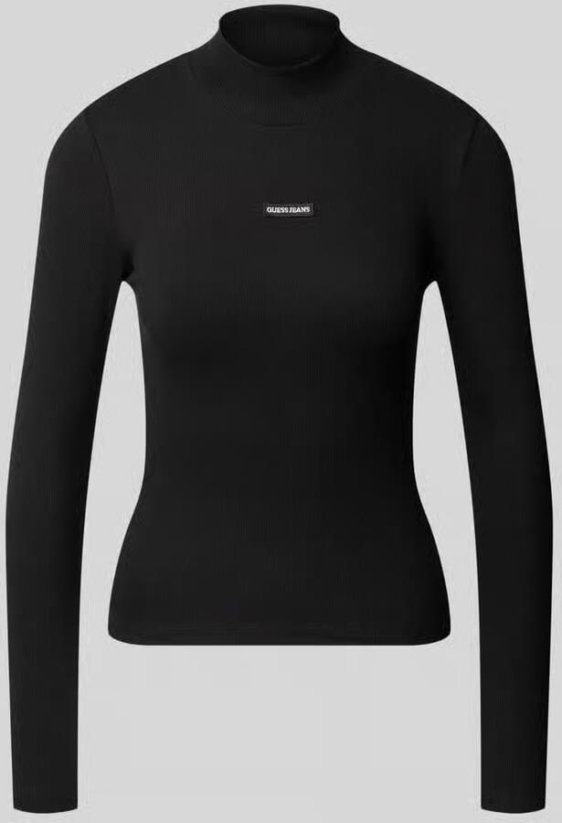 GUESS Jeans slim fit longsleeve van katoenmix met logopatch