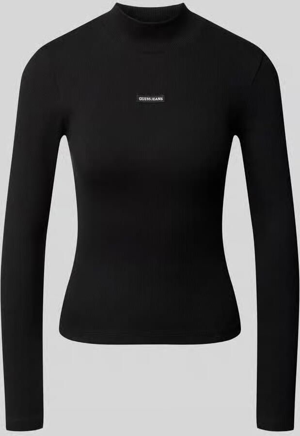 GUESS Jeans slim fit longsleeve van katoenmix met logopatch