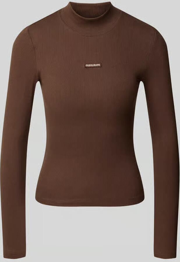 GUESS Jeans slim fit longsleeve van katoenmix met logopatch