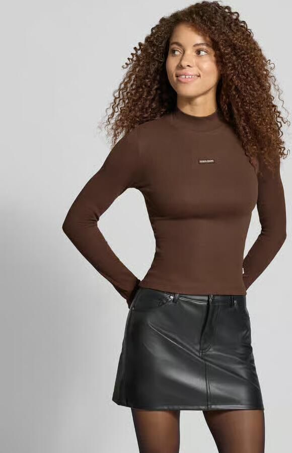 GUESS Jeans slim fit longsleeve van katoenmix met logopatch - Foto 3