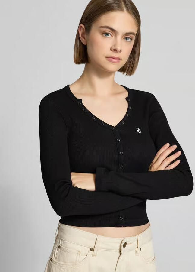 GUESS Jeans Slim fit shirt met lange mouwen van katoenmix - Foto 2